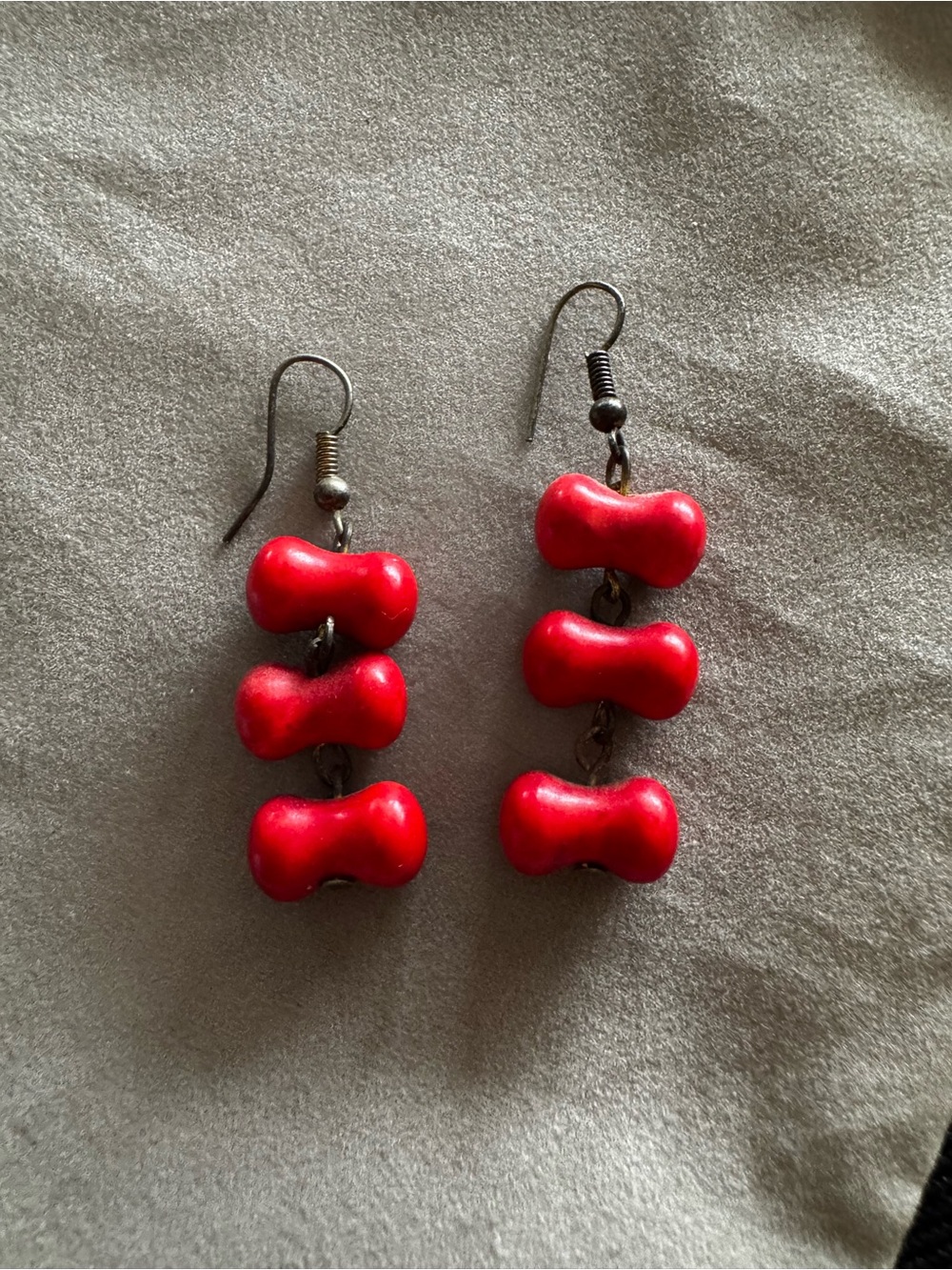 Handmade Red Drop Earrings made with wood